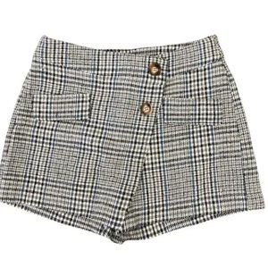 Hyfve Checked Plaid Houndstooth Shorts Skort Tan & Black Size L